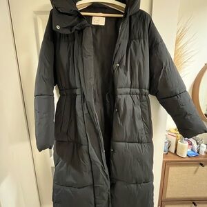 Women's Long Black Puffer Jacket